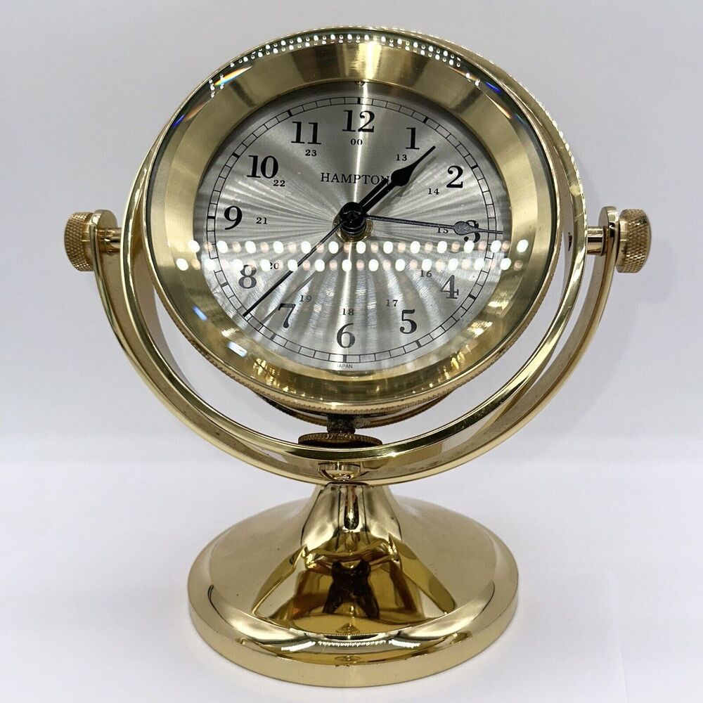 Rare Hampton Brass Gimble Clock Exceptional Japan Quartz Working